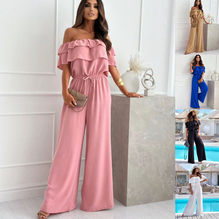 Ladies Off-Shoulder Large Couture Jumpsuit Lune London