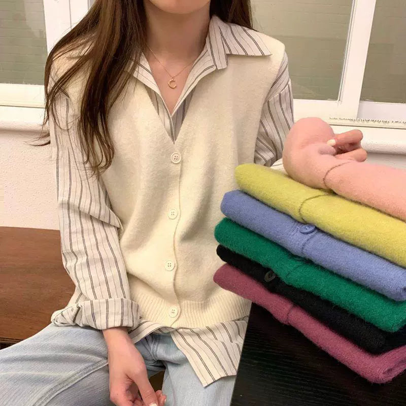 Knitted vest for women with V-neck and stylish buttons Lune London