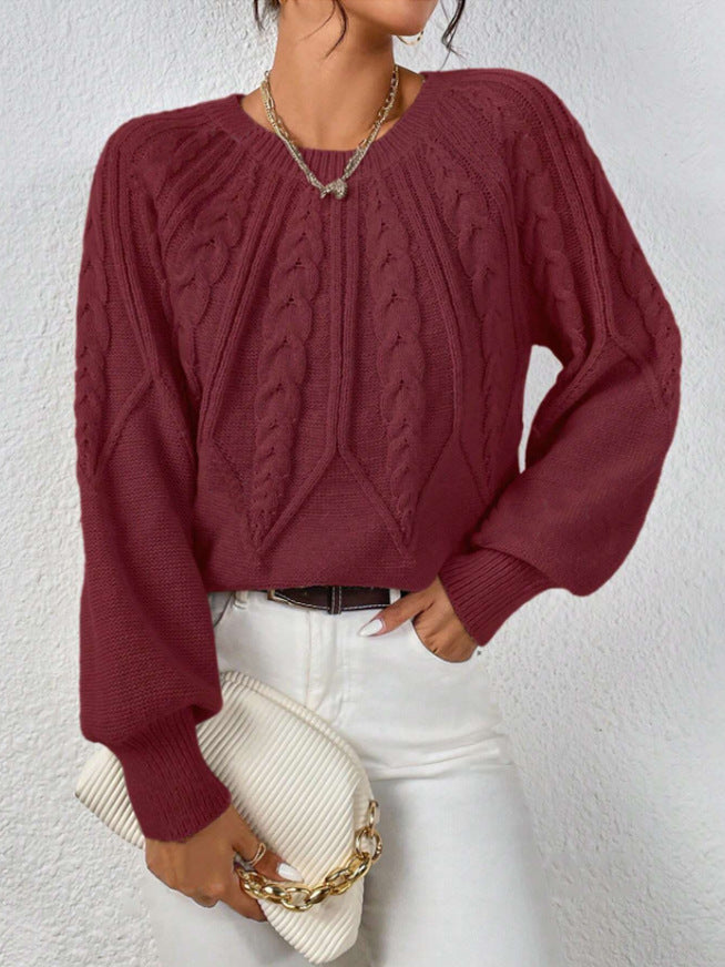 Knit sweater for women with cable pattern and wide sleeves Lune London