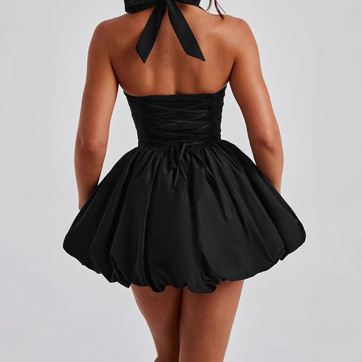 Ladies Playful Mini Dress with Straps and Voluminous Skirt Lune London