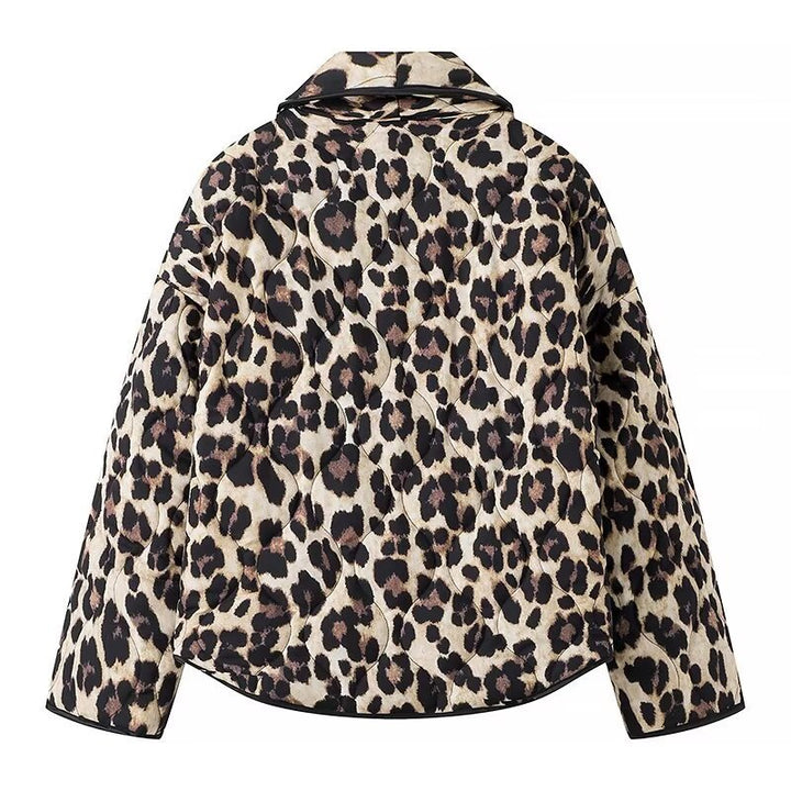 Veste matelassée à motif léopard chic pour femmes avec poches pratiques