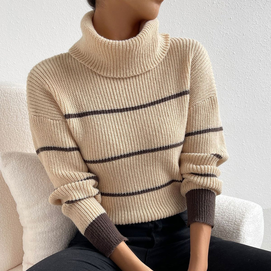 Sweater women with high collar and striped pattern Lune London