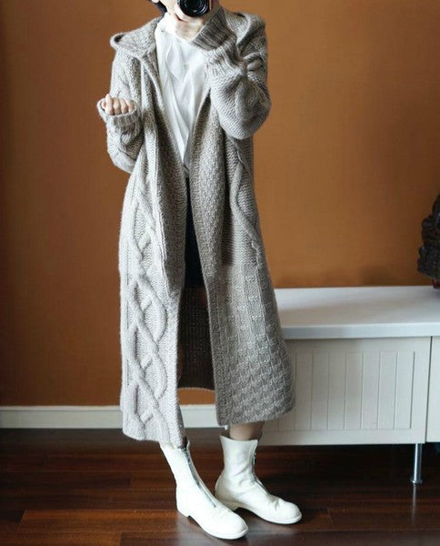 Women's knitted coat with versatile hood design and comfortable fit Lune London