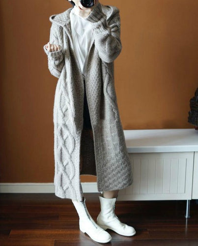 Women's knitted coat with versatile hood design and comfortable fit Lune London