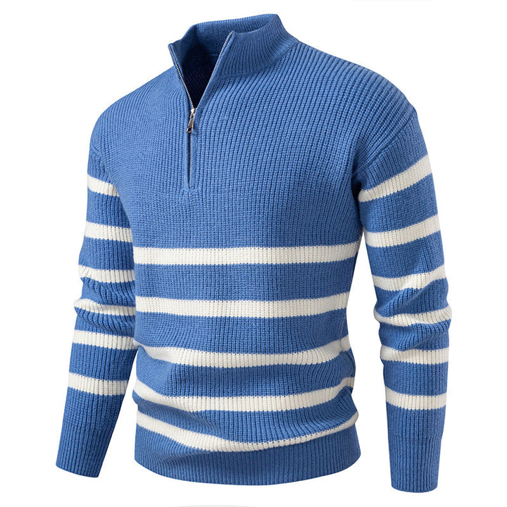 Trendy turtleneck sweater for men with textured design and half zip Lune London