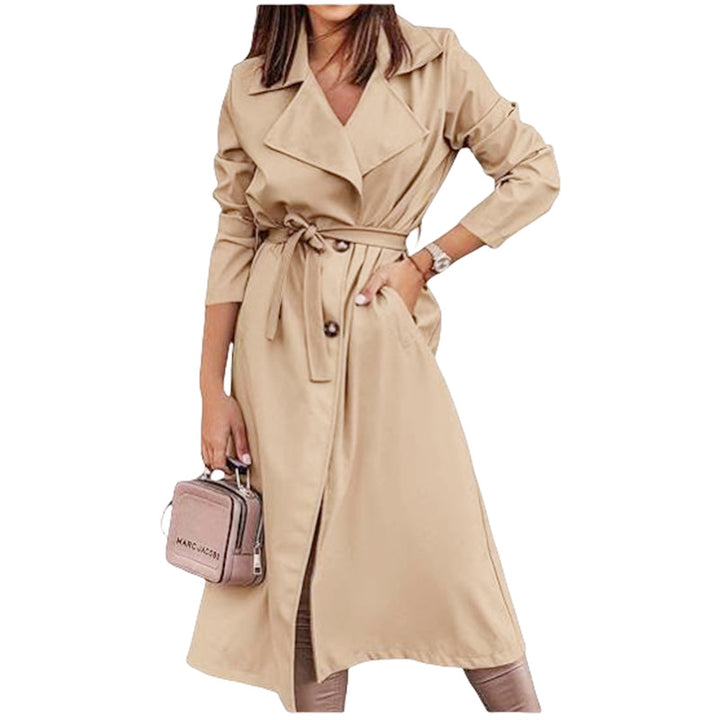Elegant trench coat for women with a belt at the waist and large pockets Lune London