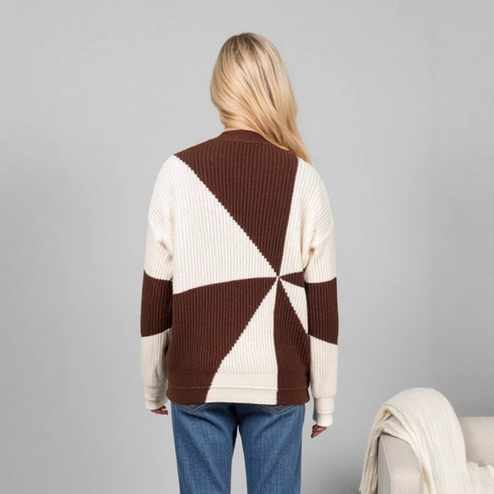 Knit sweater for ladies with geometric design and relaxed fit Lune London
