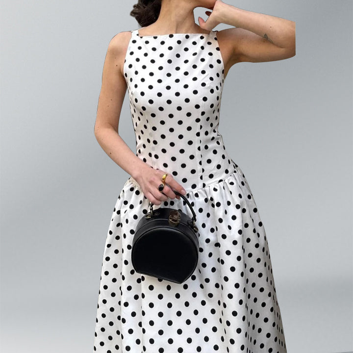 Robe Maxi Rétro Femme à Pois et Jupe Volumineuse Chic & Stil