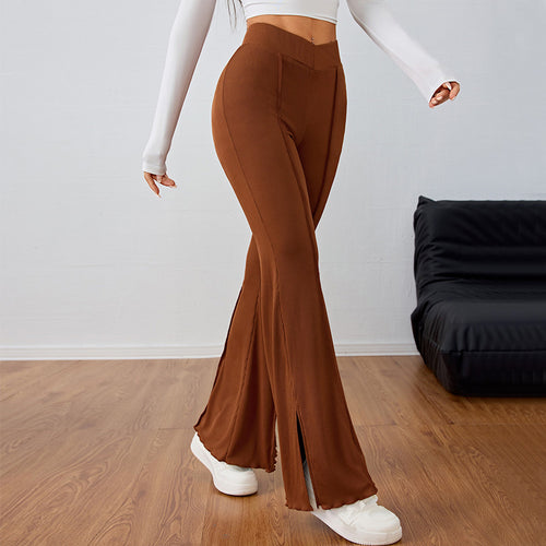 Pantalons évasés élégants pour femmes avec détails de fente latérale Chic & Stil
