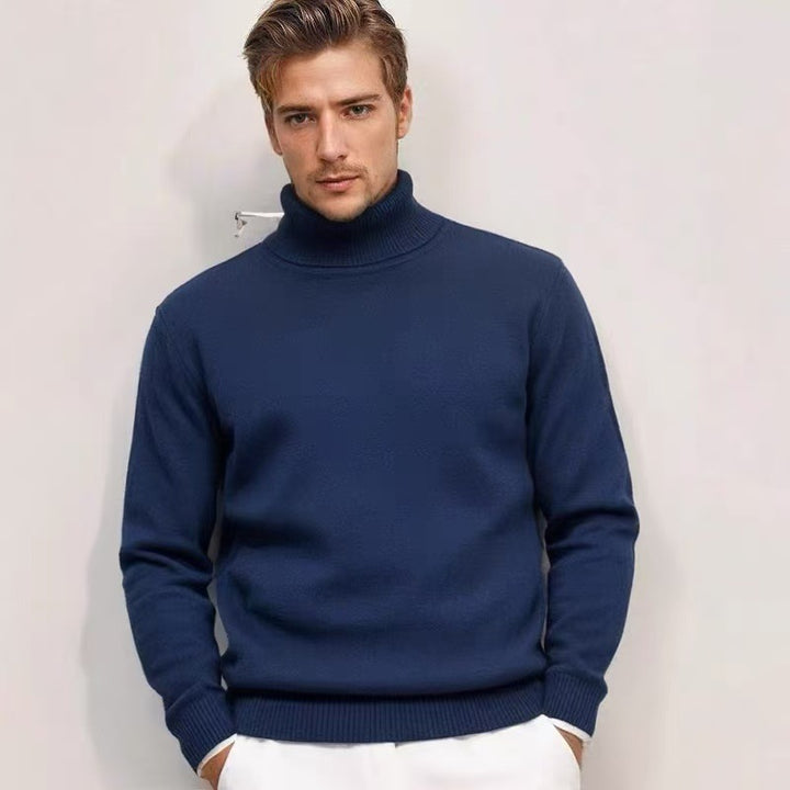 Pullover with roll neck for men in fine knit Lune London