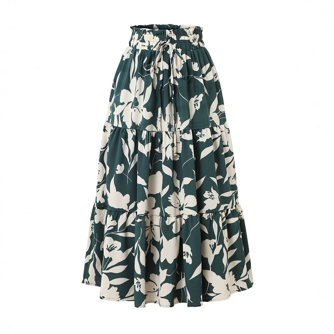 Maxi skirt women with fluid cut and floral design Lune London
