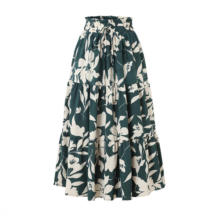 Maxi skirt women with fluid cut and floral design Lune London