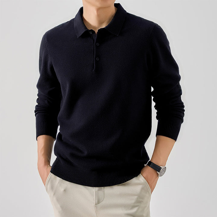 Elegant polo sweater for men in fine cotton Lune London