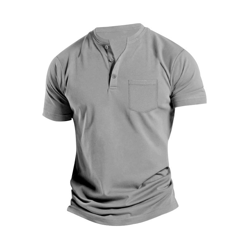 Men's Short Sleeve Henley T-Shirt with Practical Button Detail Lune London