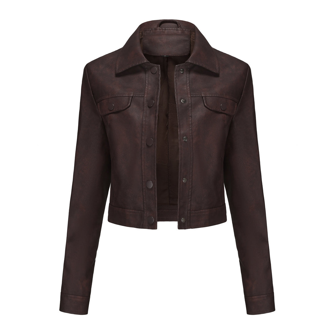 Chic and style short leather jacket for ladies