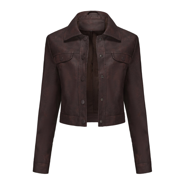 Chic and style short leather jacket for ladies