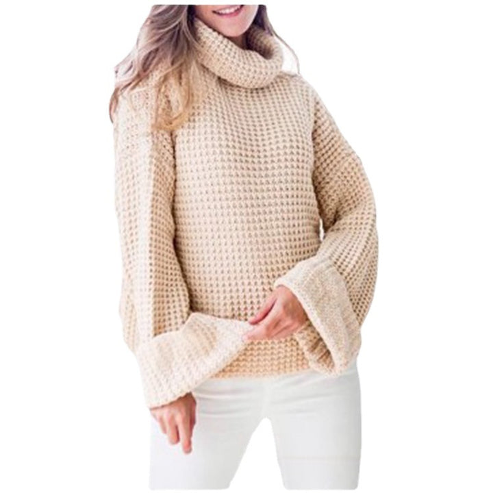 Chunky knit sweater for women with oversized sleeves and a high collar Lune London