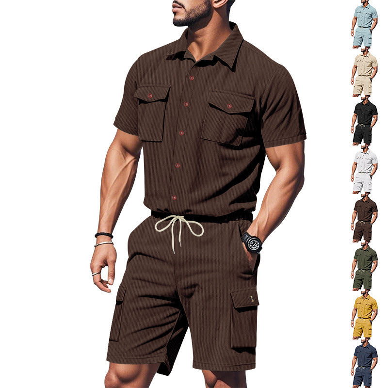 Casual short sleeve shirt for men and leisure shorts set with practical pockets Lune London