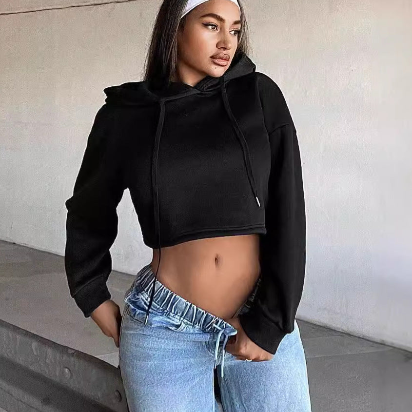 Women's short hoodie with relaxed fit and hood Lune London