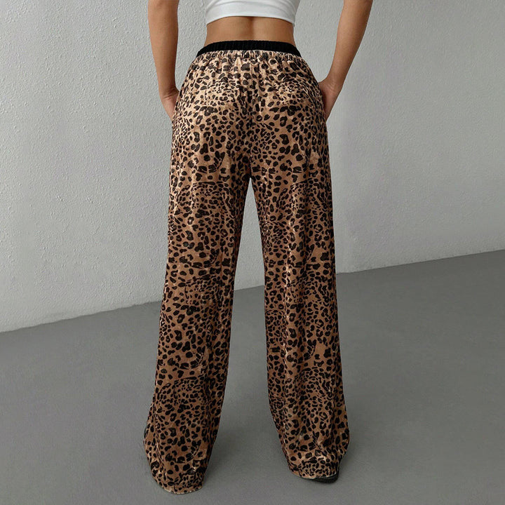 Pantalons larges de détente pour femmes avec imprimé léopard et taille élastique Chic & Stil