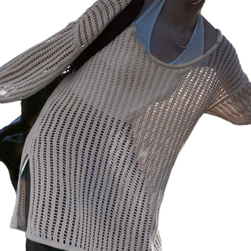 Lightweight knitted sweater for women with a loose fit and a discreet lace pattern Lune London