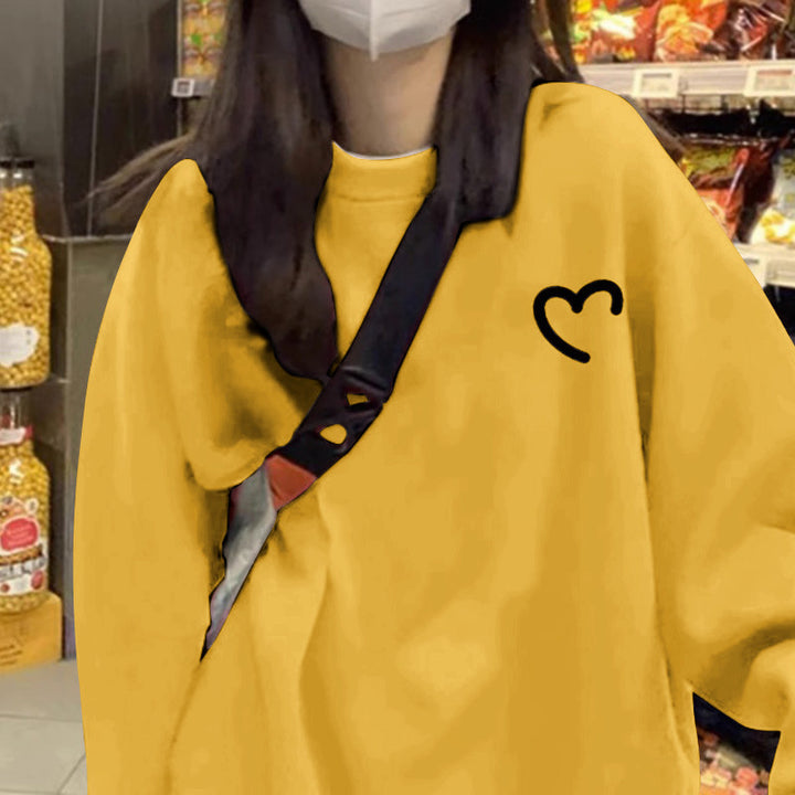 Women's Casual Oversized Sweater with Heart-shaped Design and Comfortable Materials