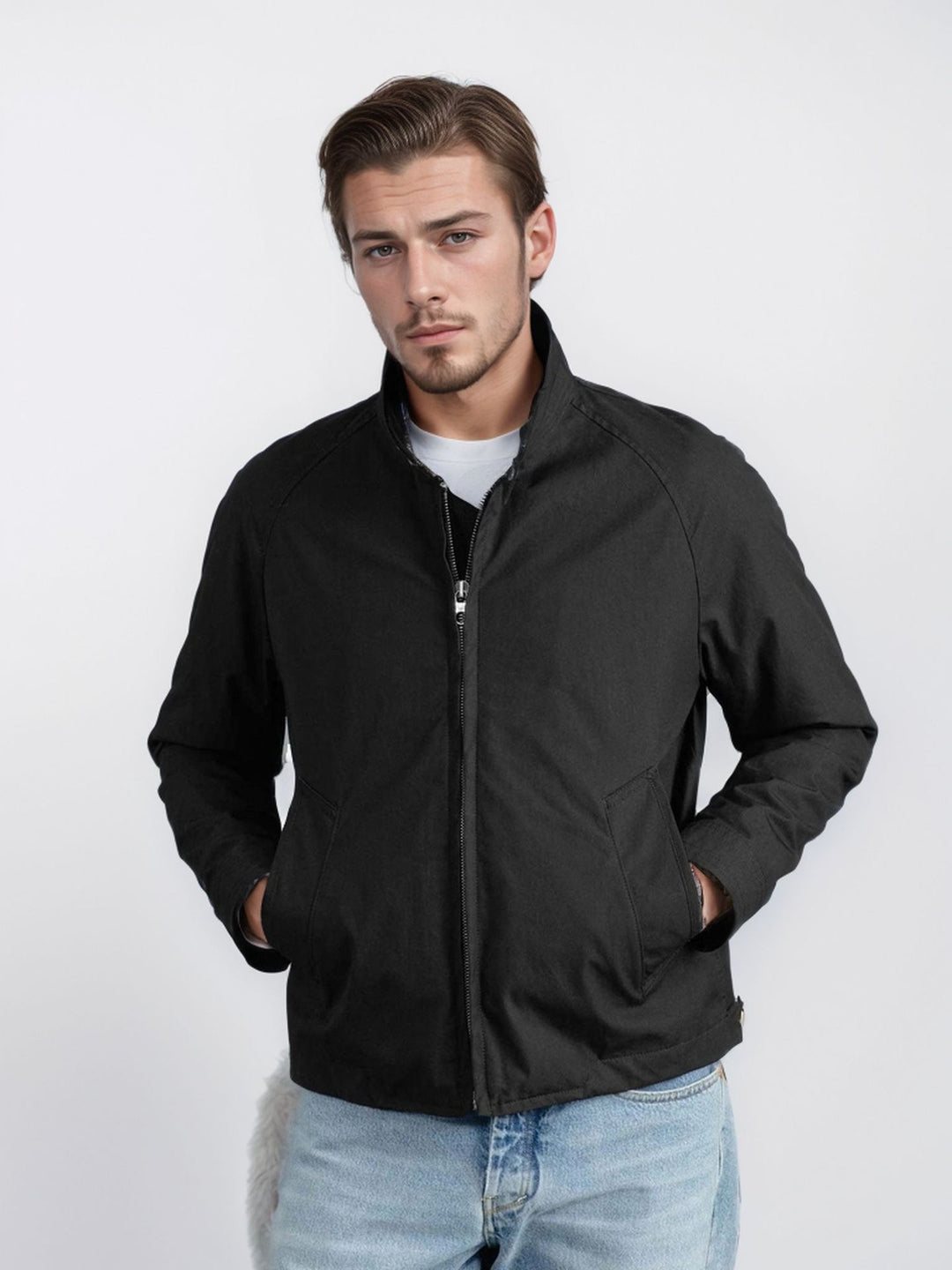 Elegant quilted jacket for men with high collar and practical pockets Lune London