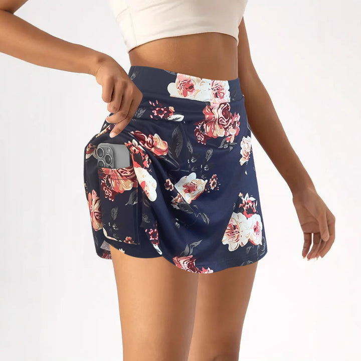 Women High Waisted Skater Skirt Floral Print Lune London