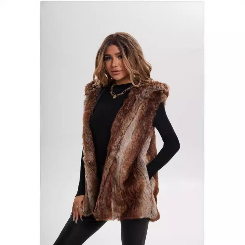 Ladies Design of fleece vest with hood Lune London