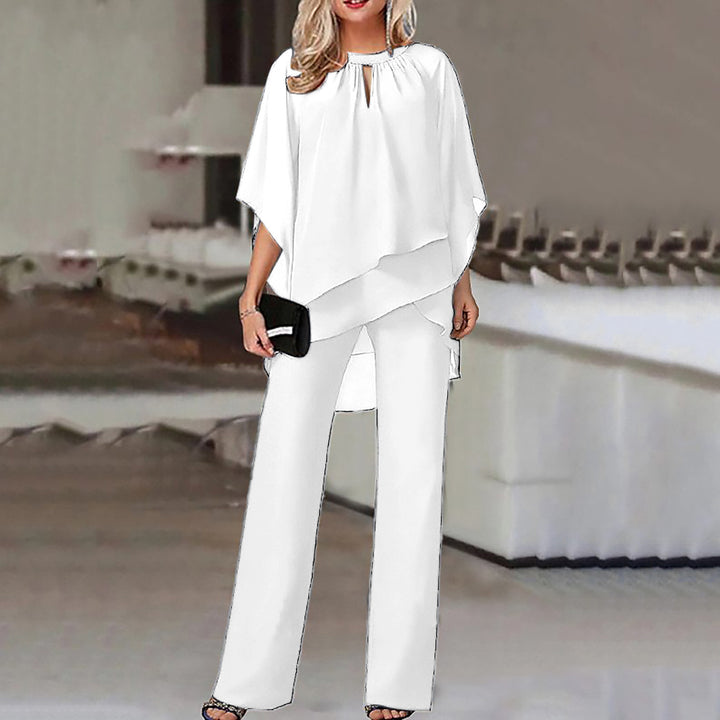 Ladies Elegant Chic Cape Jumpsuit Set