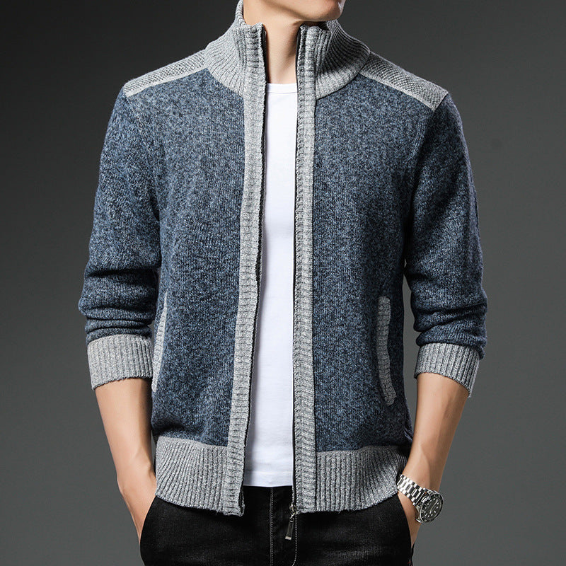 Men's knit jacket with high collar and practical pockets Lune London