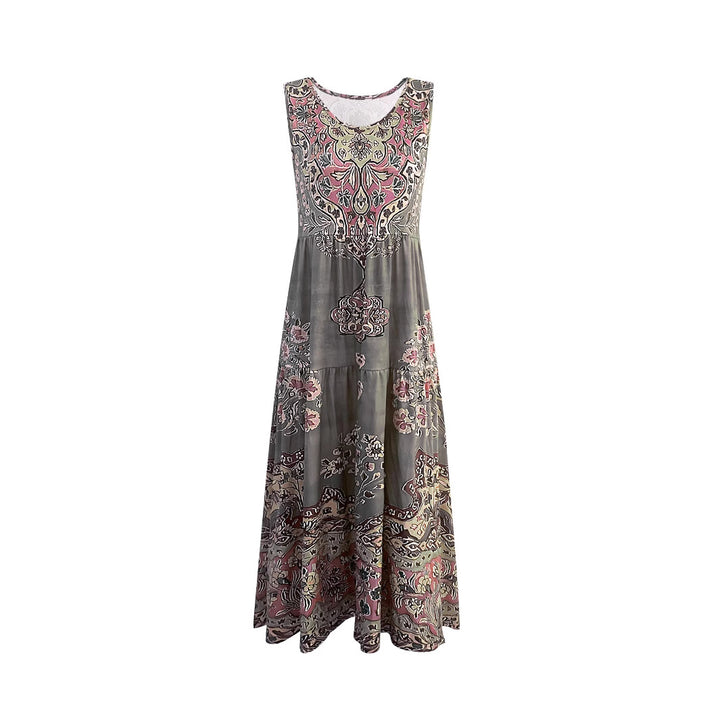 Maxi dress for women with playful ethnic pattern and fluid cut Lune London