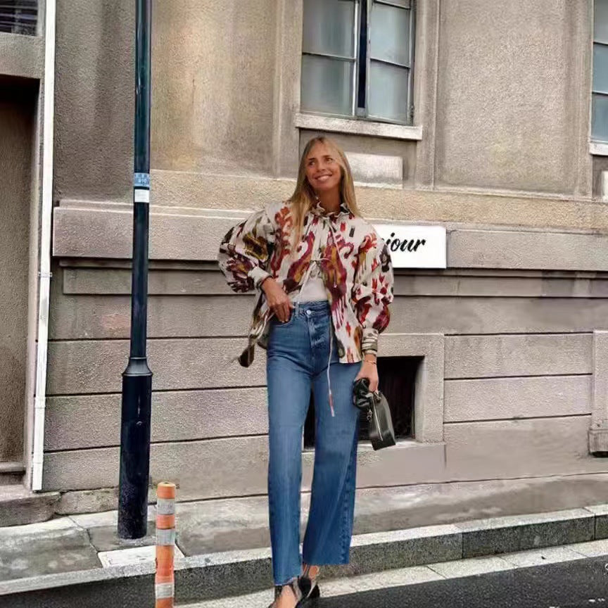 Women fashionable half-sleeve blouse with voluminous sleeves Lune London