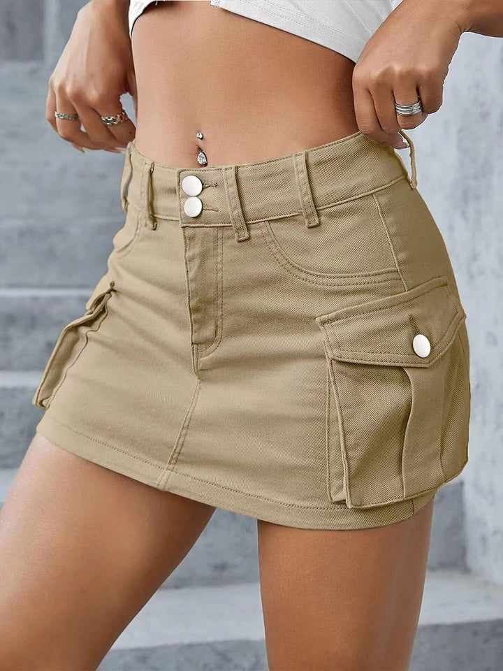 Women Fashionable Denim Cargo Skirt with Practical Pockets Lune London