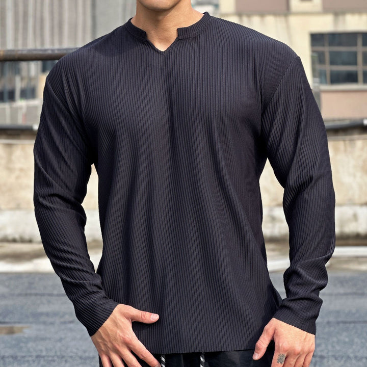 Men's long sleeve top with an innovative rib design and a trendy high collar Lune London