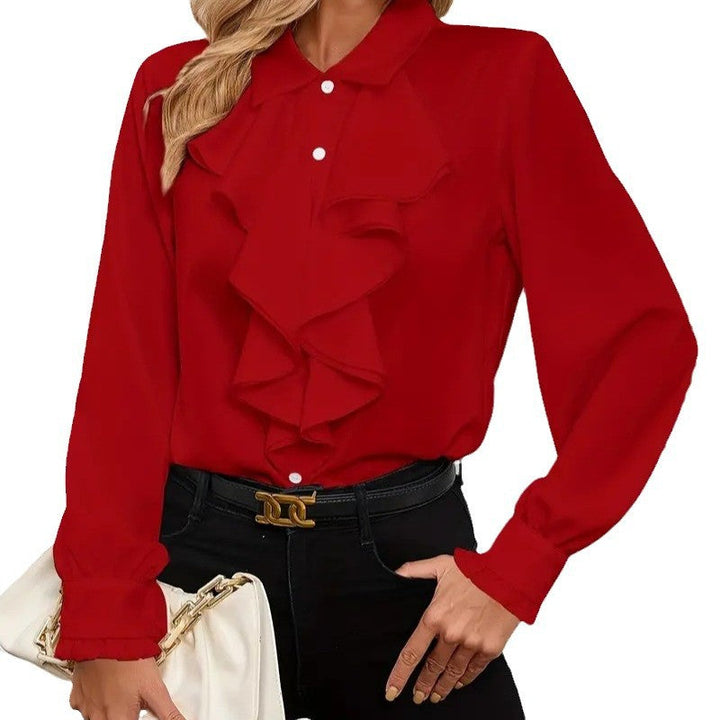 Women's Blouse with Refined Ruffle Details and Elegant Sleeves Lune London