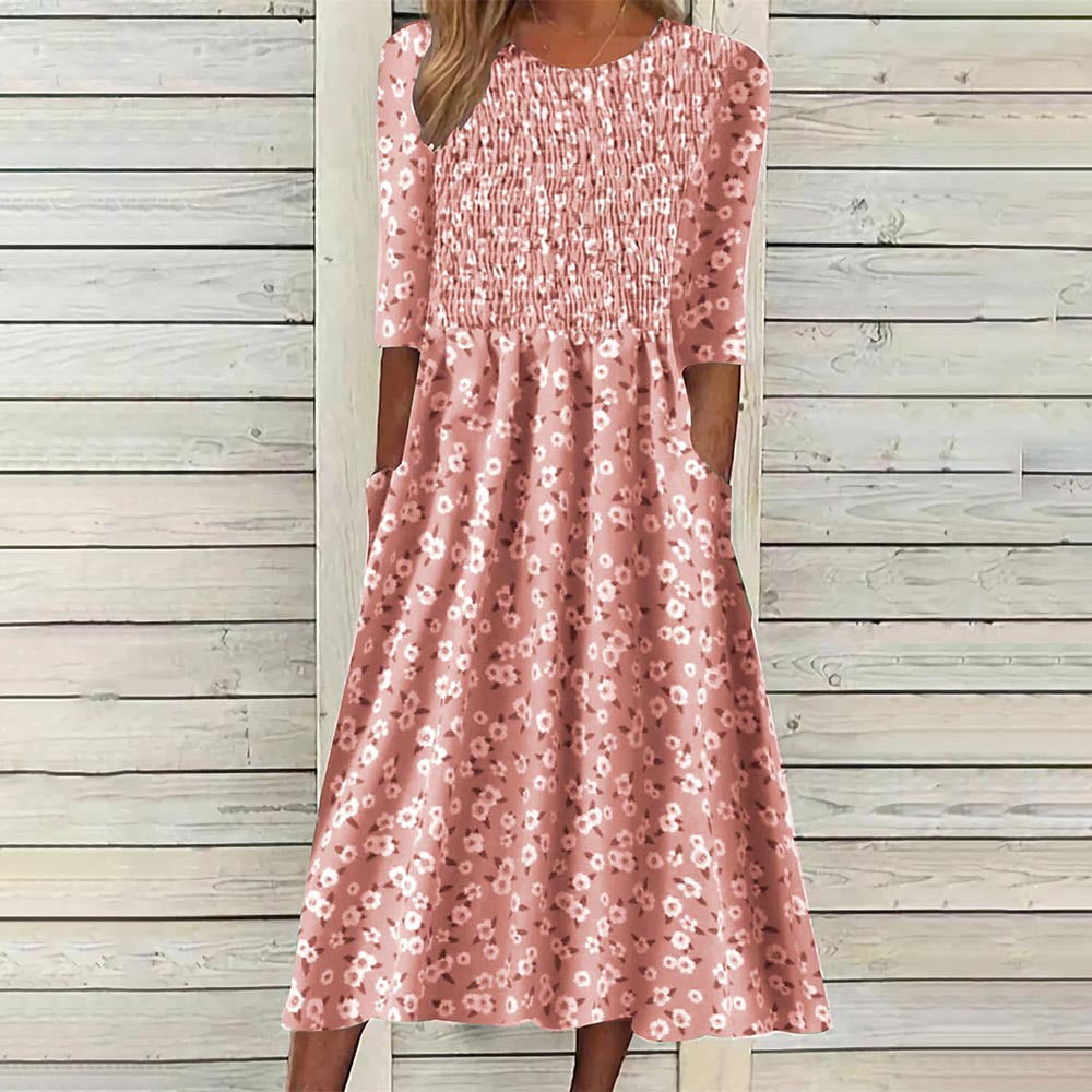 Chic and Stylish Floral Smocked Midi Dress for Women