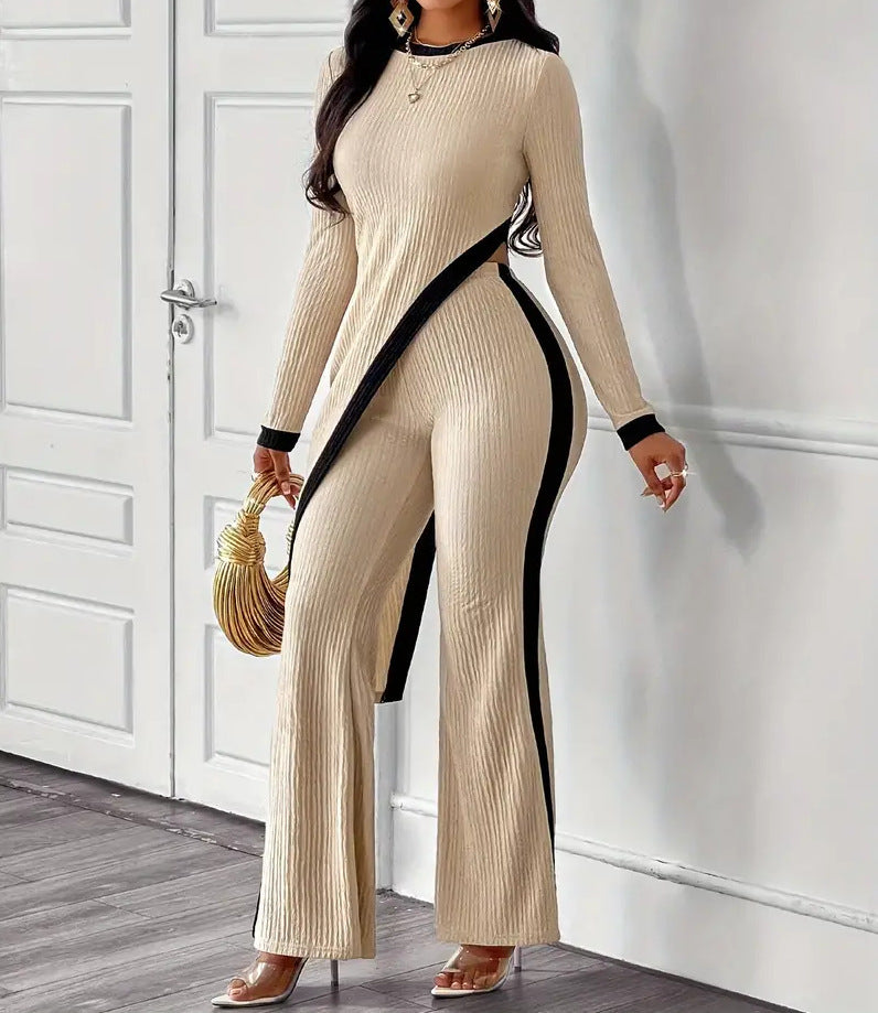 Casual jumpsuit for women in textured fabric with contrasting details Lune London