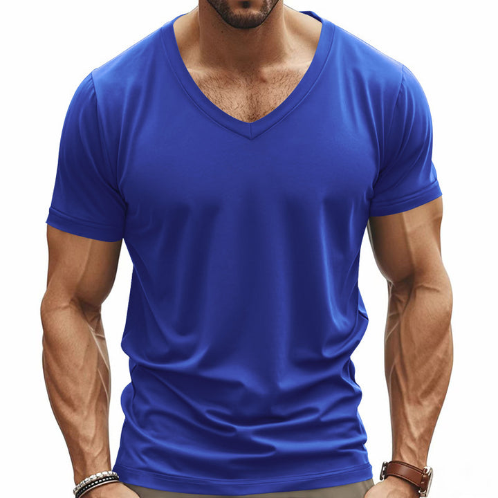 Men's V-neck t-shirt in breathable functional material Lune London