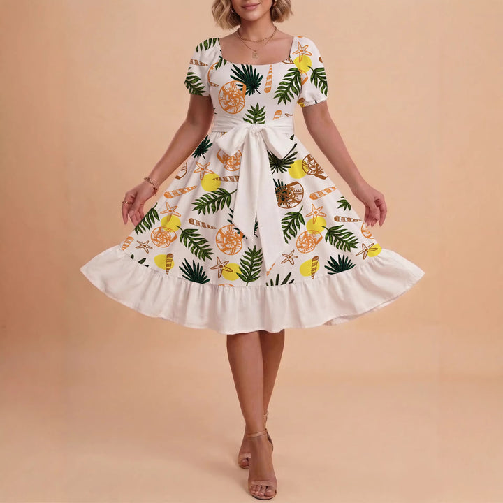 Women's dress with tailored fit and playful floral pattern Lune London