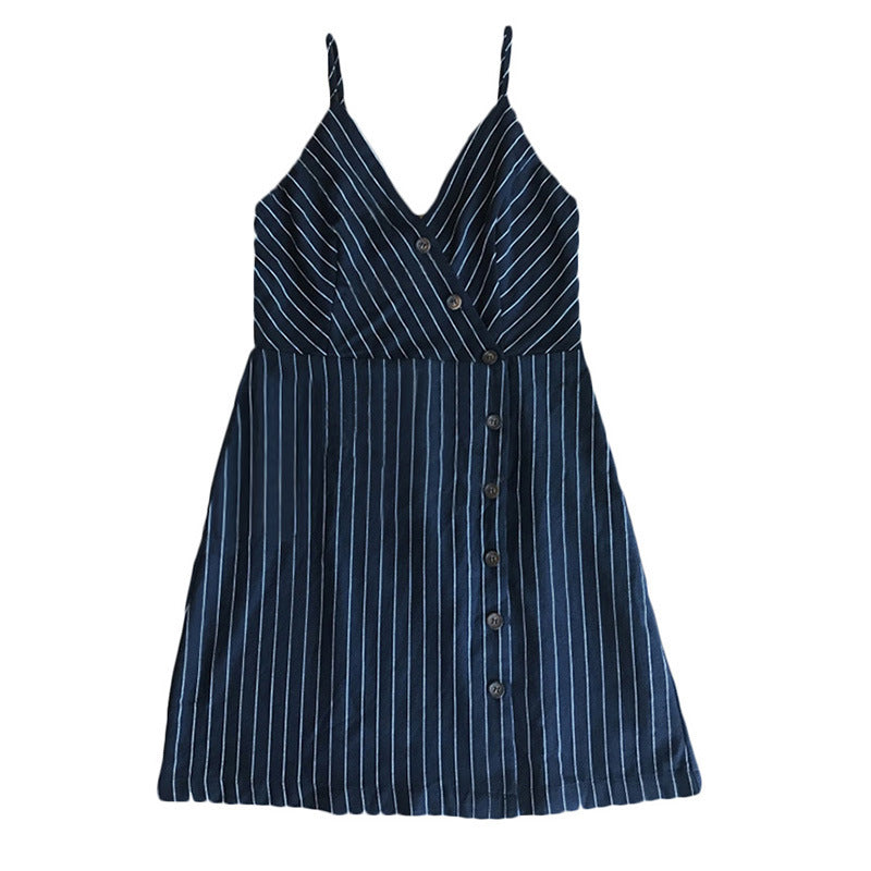 Spaghetti strap dress for women with button details and asymmetric cut Lune London