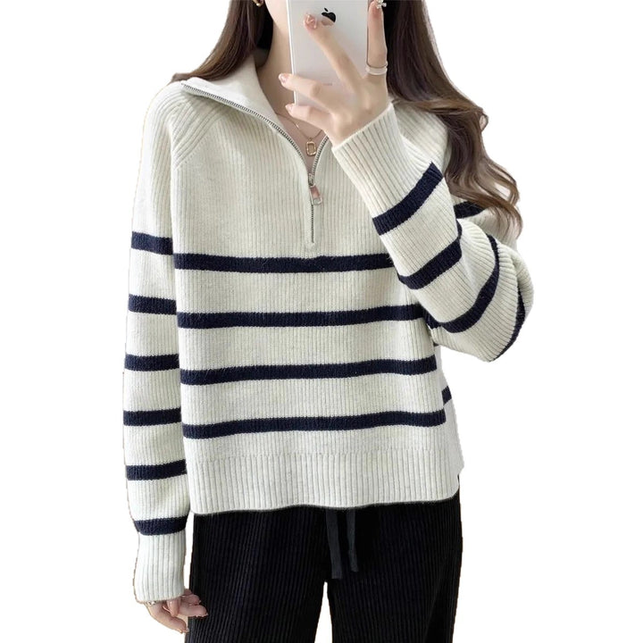 Pull en maille confortable pour femme avec demi-zip Chic & Stil