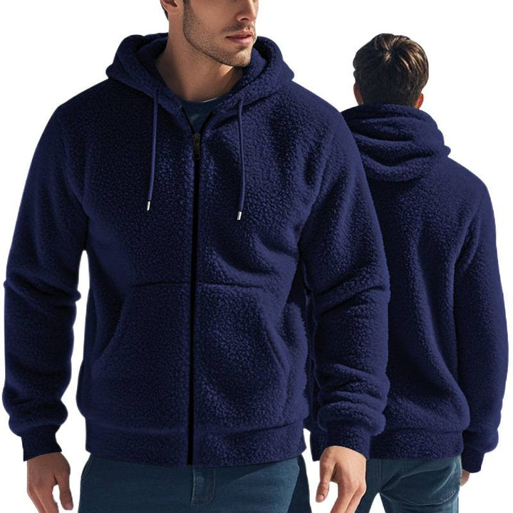 Men's fleece hoodie with zipper and kangaroo pocket Lune London