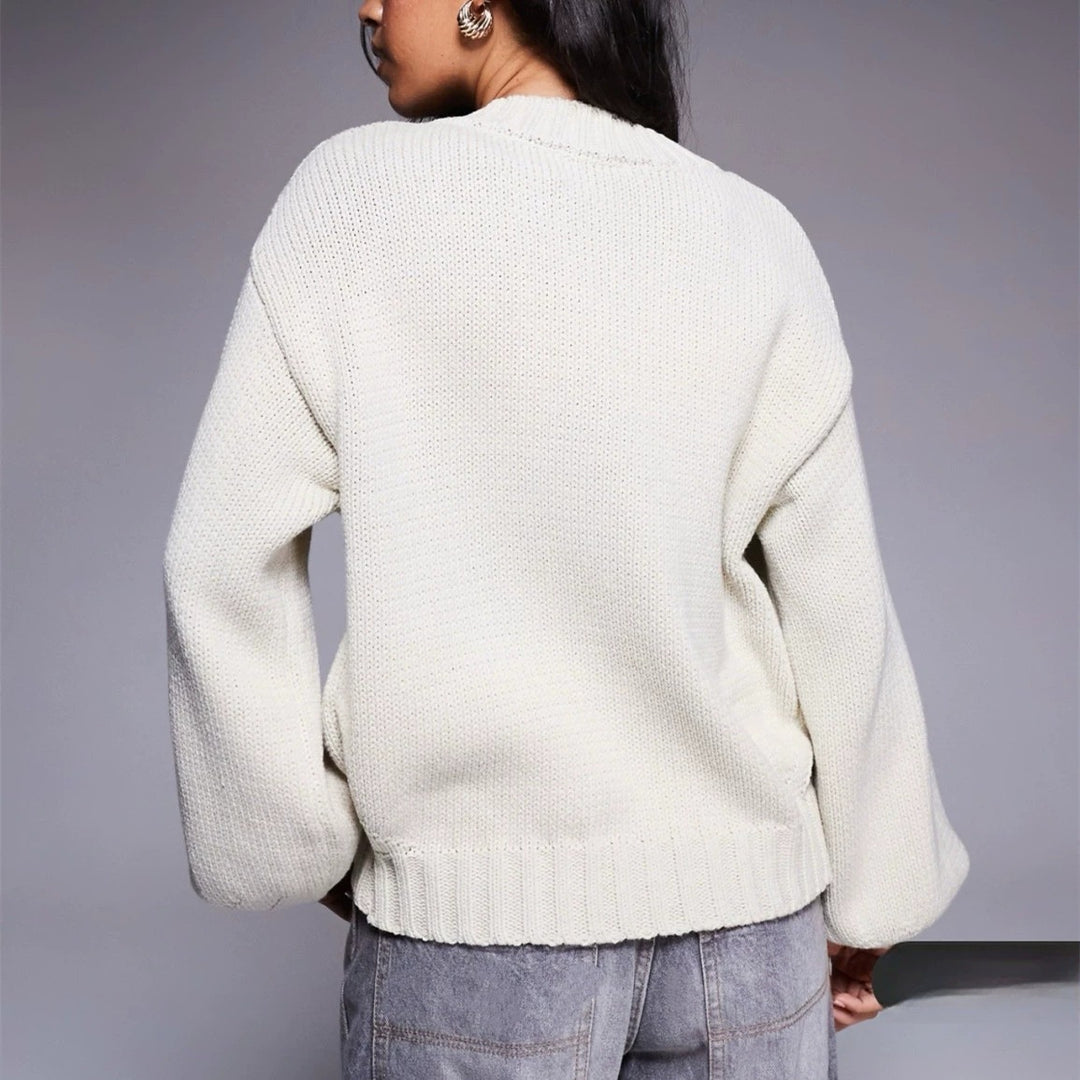 Ladies Oversized knit jacket with balloon sleeves Lune London