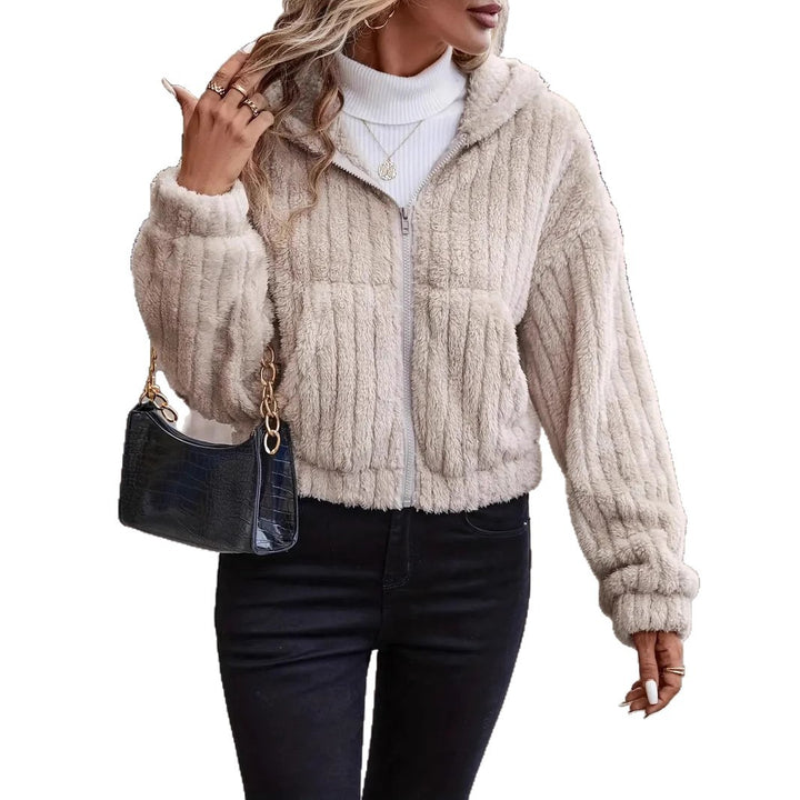 Women soft and stylish fleece jacket with high collar Lune London