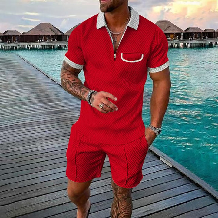 Short sleeve polo set with pattern for men and shorts Lune London