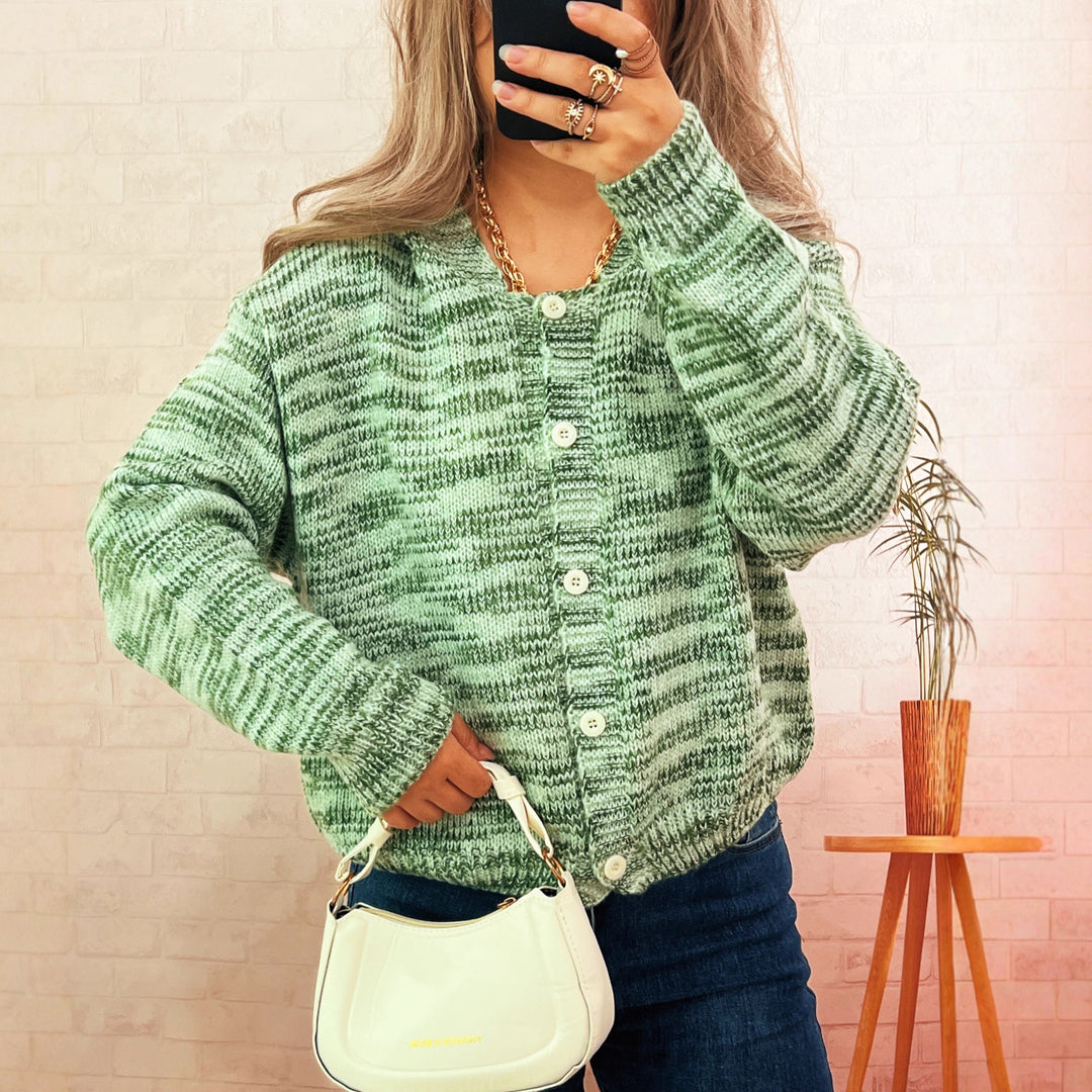 Femme cardigan ludique avec motif tricot coloré Chic & Stil