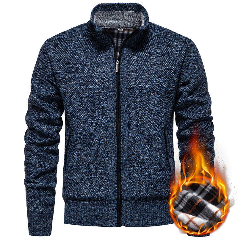 Stylish knitted jacket for men with high collar and practical pockets Lune London