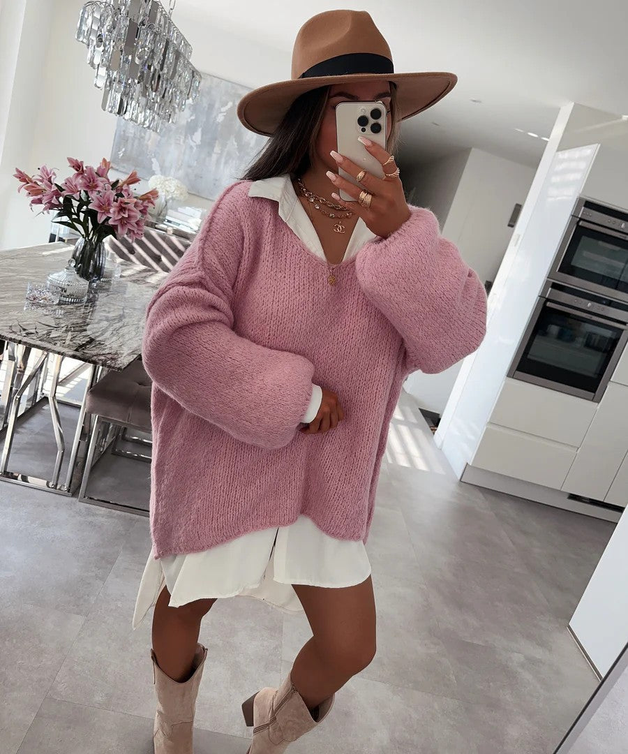 Pull oversized décontracté pour femmes avec des manches volumineuses et une texture douce Chic & Stil
