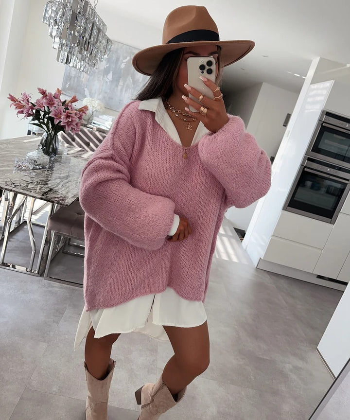Pull oversized décontracté pour femmes avec des manches volumineuses et une texture douce Chic & Stil